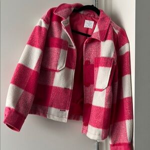 Kids Pink Checkered Jacket